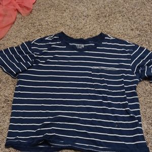 Navy blue white stripped tee shirt